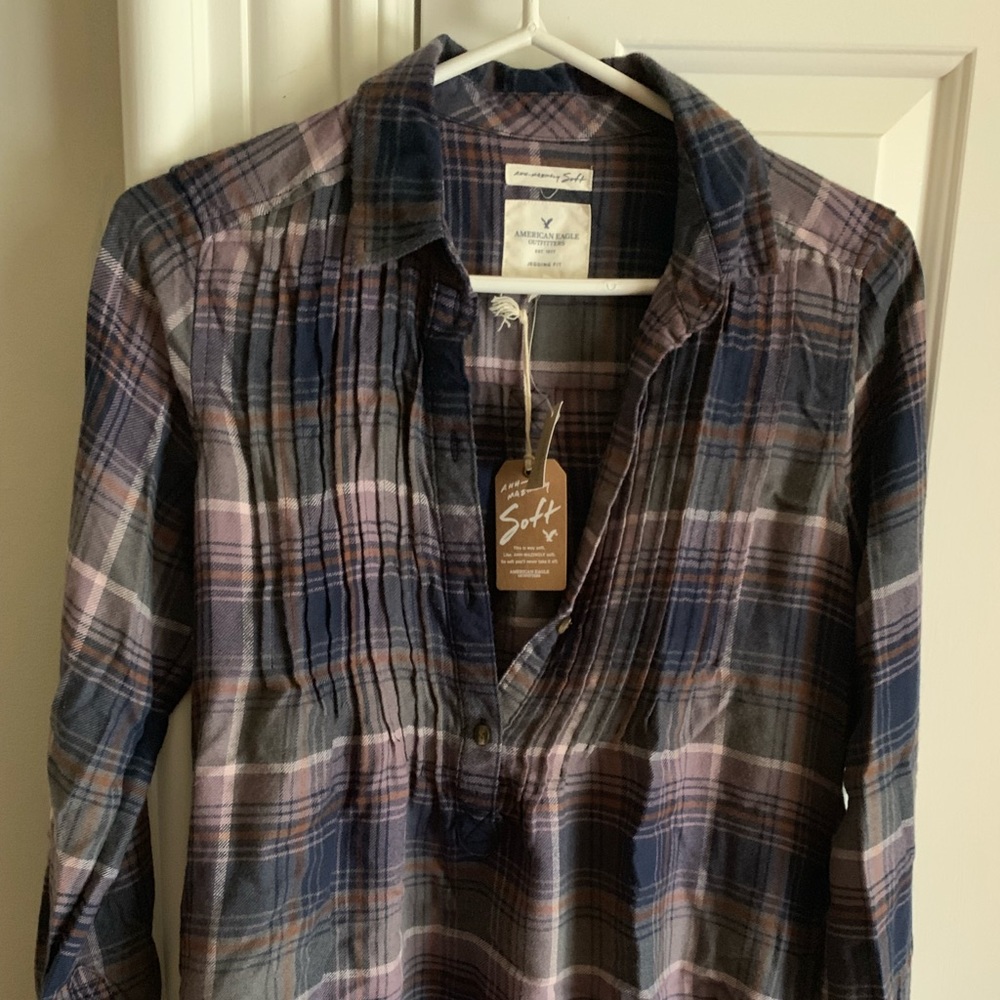 American Eagle Plaid Button Down Sz XS - Picture 8 of 8